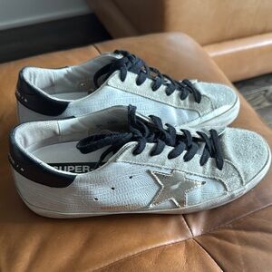 Golden Goose White and Black Star Sneakers